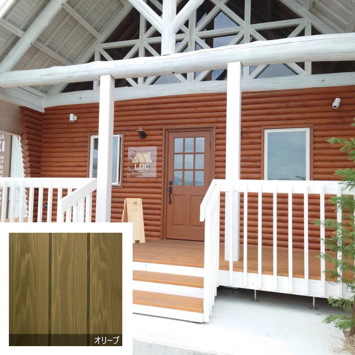 外壁材『 Ow / ハーフログ 』3900mm 国産紀州杉 《エムフェクト：オリーブ》1ケース セルフクリーニング・帯電防止塗料