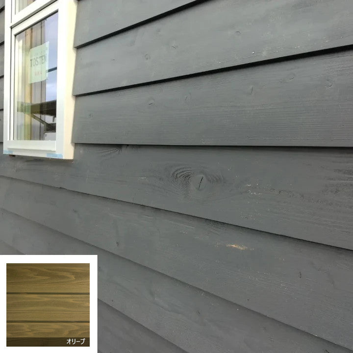外壁材『 Ow / 鎧(よろい)張り 』3900mm 国産紀州杉 《エムフェクト：オリーブ》1ケース セルフクリーニング・帯電防止塗料