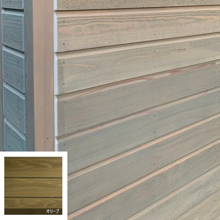外壁材『 Ow / ボーダー下見板 』3900mm 国産紀州杉 《エムフェクト：オリーブ》1ケース セルフクリーニング・帯電防止塗料